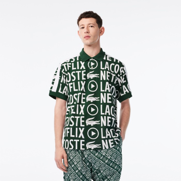 Εικόνα της Ανδρική Lacoste x Netflix  Print Polo Μπλούζα Loose Fit