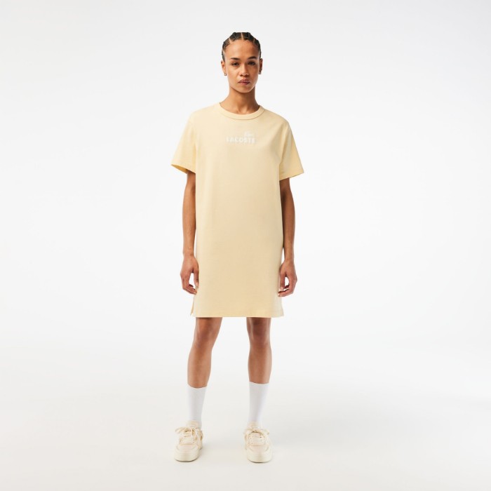 Εικόνα της Γυναικείο Lacoste Print Βαμβακερό T-shirt Φόρεμα