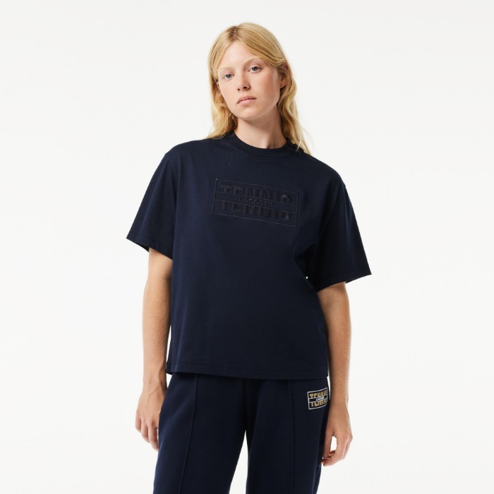 Εικόνα της Γυναικείο Oversized Tennis Embroidery Βαμβακερό T-shirt