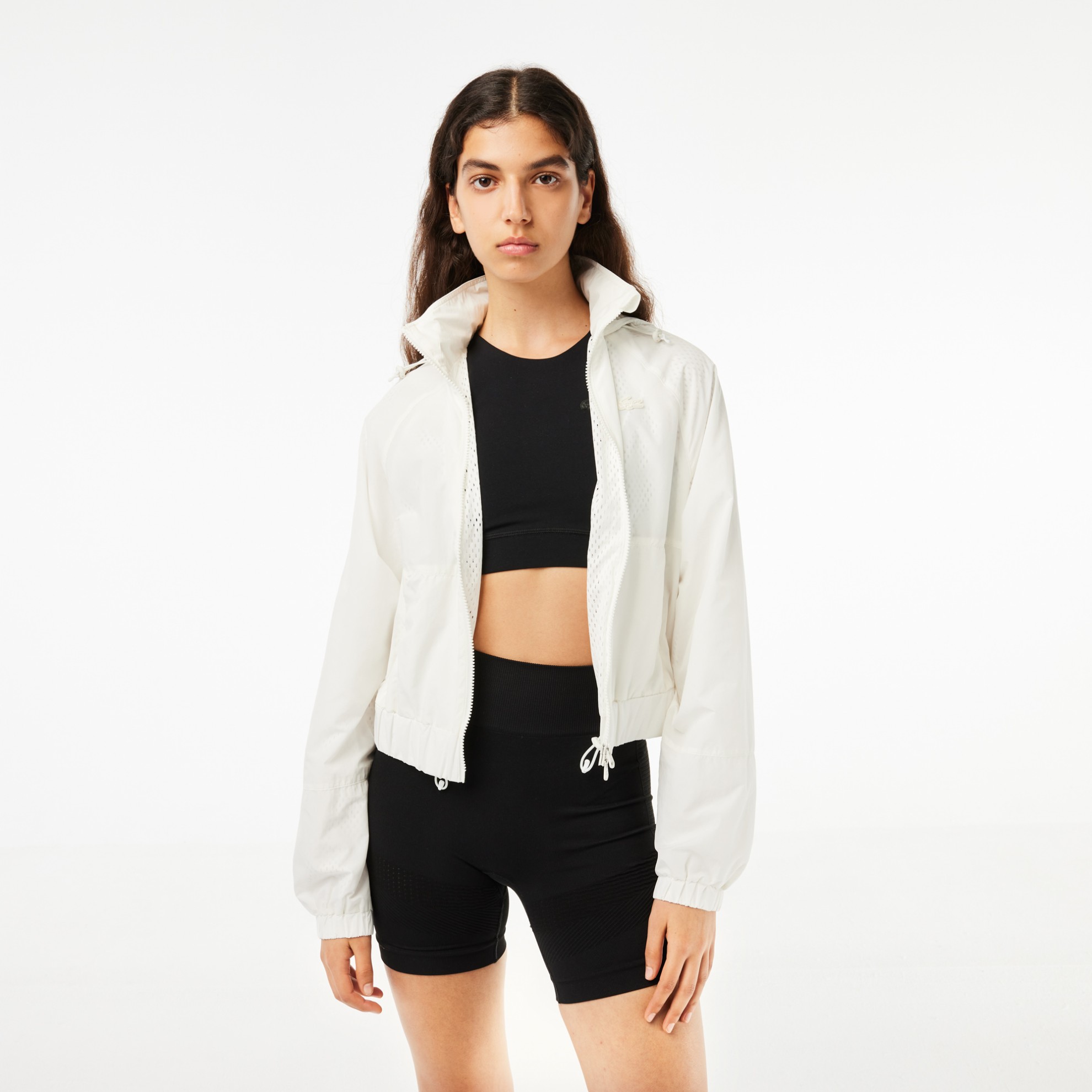 Εικόνα της Γυναικείο Zipped Nylon Sportsuit Jacket με Κουκουλα