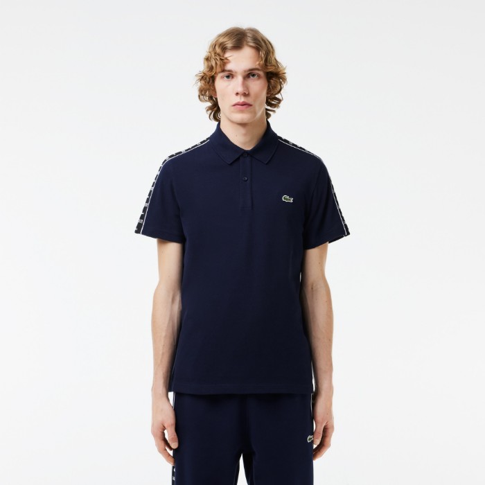 Εικόνα της Ανδρική Logo Stripe Stretch Piqué Polo Μπλούζα