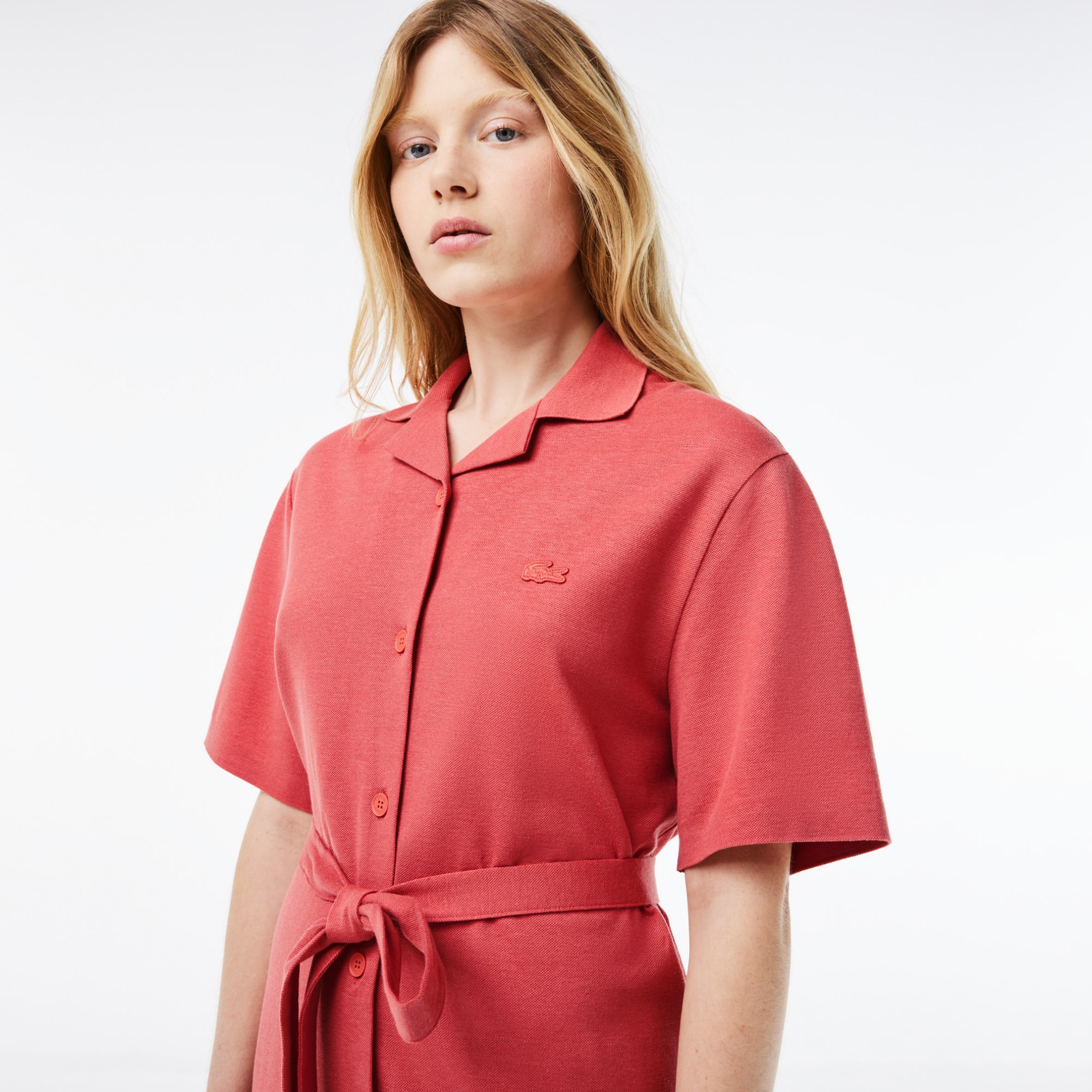 Εικόνα της Γυναικείο Linen/Cotton Φόρεμα με Ζώνη και Κουμπιά