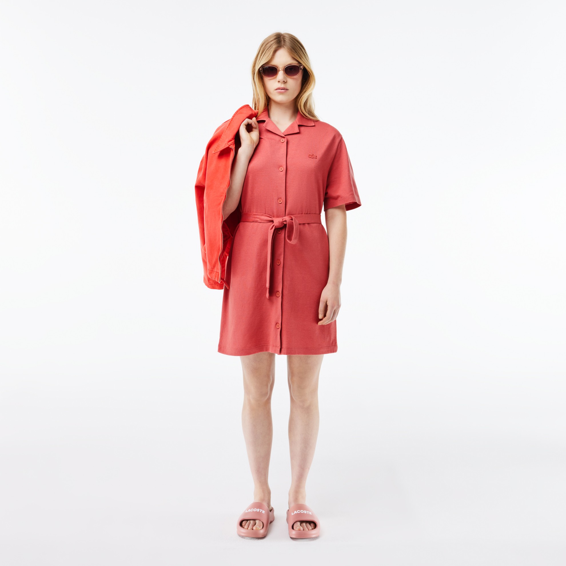 Εικόνα της Γυναικείο Linen/Cotton Φόρεμα με Ζώνη και Κουμπιά