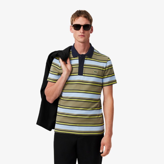 Εικόνα της Ανδρική Striped Cotton Polo Μπλούζα Regular Fit 