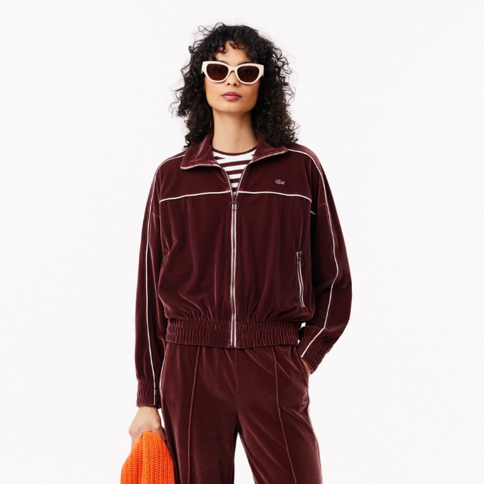 Εικόνα της Γυναικείο Oversized Zip-Up Velour Φούτερ