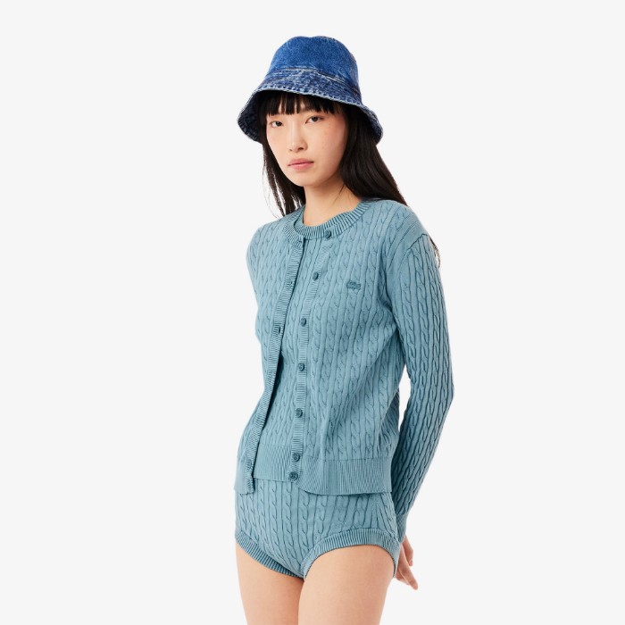 Εικόνα της Γυναικεία Wash Effect Cable Knit Cardigan Ζακέτα
