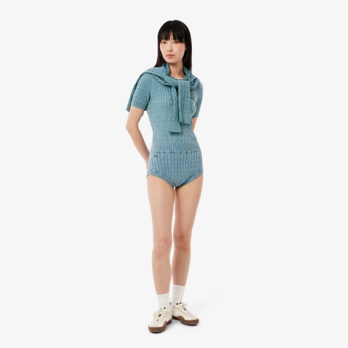 Εικόνα της Γυναικείο Cable Knit Washed Effect Σορτς