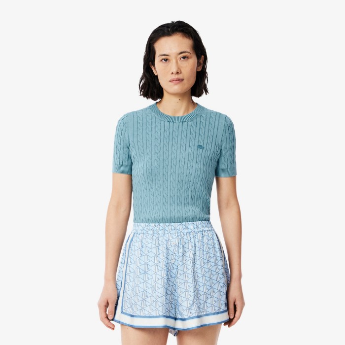 Εικόνα της Γυναικείο Washed Effect Cable Knit Πουλόβερ