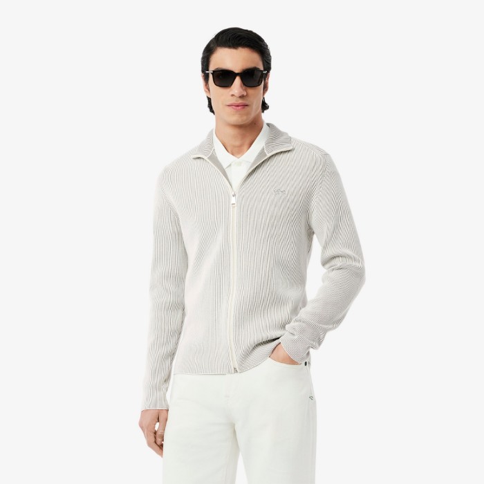 Εικόνα της Ανδρική Zip-Up Cotton Rib Ζακέτα