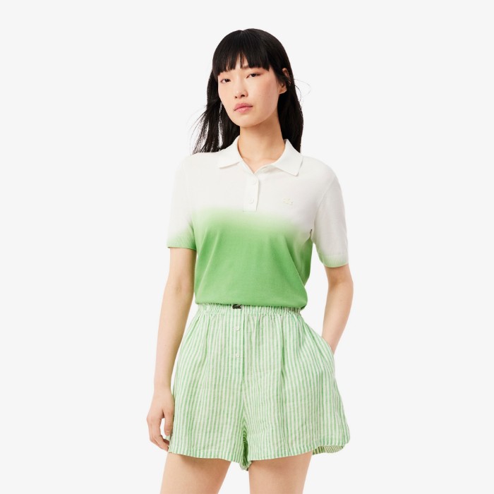 Εικόνα της Γυναικεία Ombré Effect Knit Polo Μπλούζα Classic Fit 