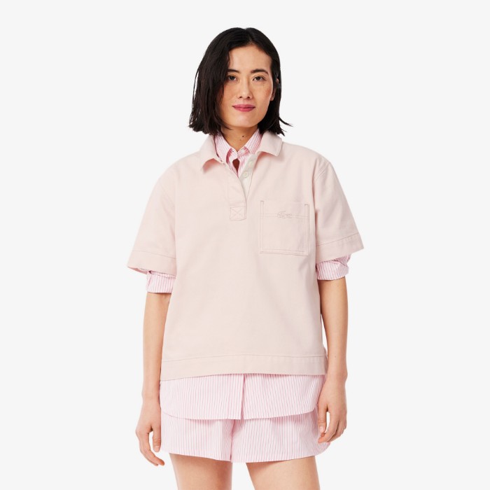 Εικόνα της Γυναικεία Oversized Denim Polo Μπλούζα