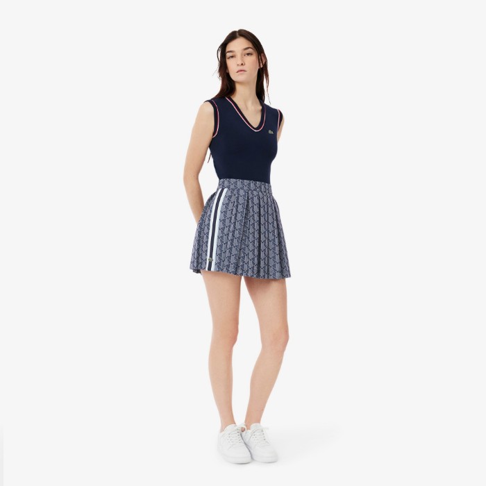 Εικόνα της Γυναικεία Monogram Jacquard Πλισέ Φούστα