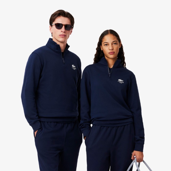 Εικόνα της Unisex High Neck Zip-Up Print Φούτερ