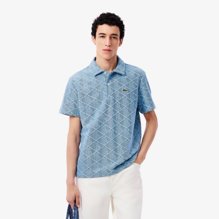 Εικόνα της Ανδρική Monogram Terry Polo Μπλούζα Classic Fit 