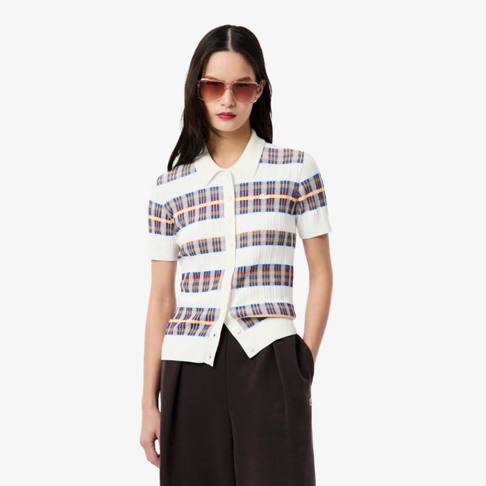 Εικόνα της Γυναικεία Ribbed Πλεκτή Polo Collar Μπλούζα