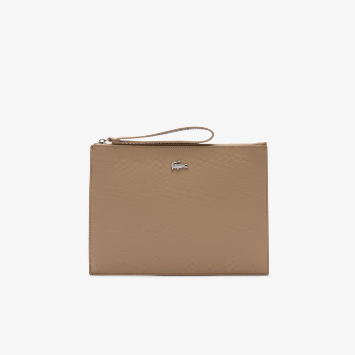Εικόνα της Unisex Anna Coated Piqué Canvas Clutch με Φερμουάρ