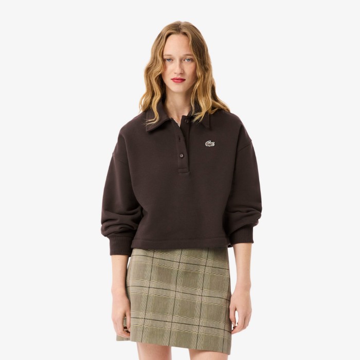 Εικόνα της Γυναικείο Oversized Fleece Polo Collar Φούτερ