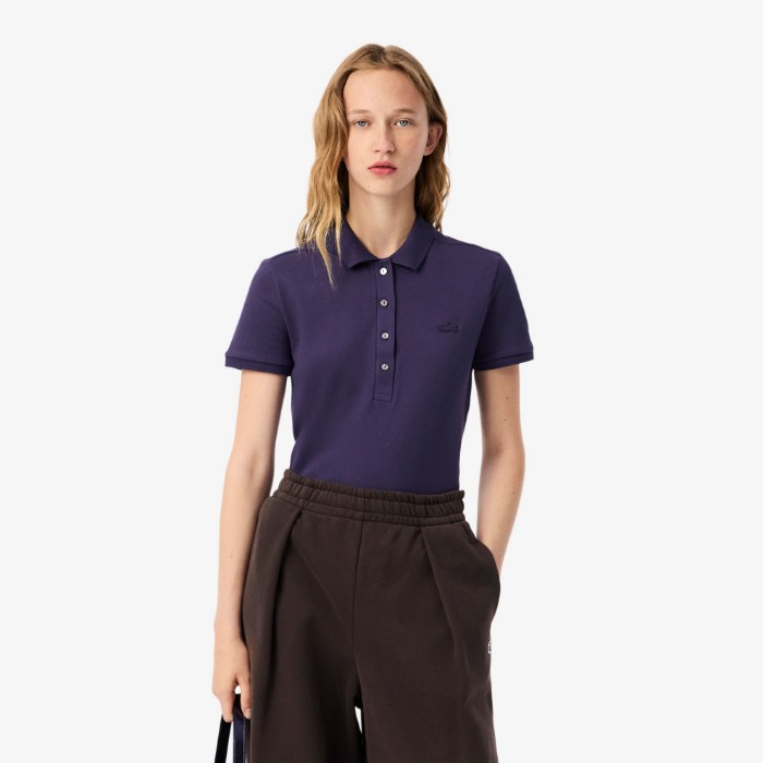 Εικόνα της Γυναικεία Stretch Cotton Piqué Polo Μπλούζα Slim Fit