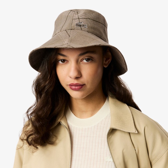 Εικόνα της Γυναικείο Plaid Cotton Poplin Bucket Καπέλο