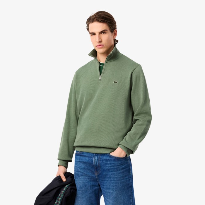 Εικόνα της Ανδρικό Zippered Stand-Up Collar Βαμβακερό Φούτερ