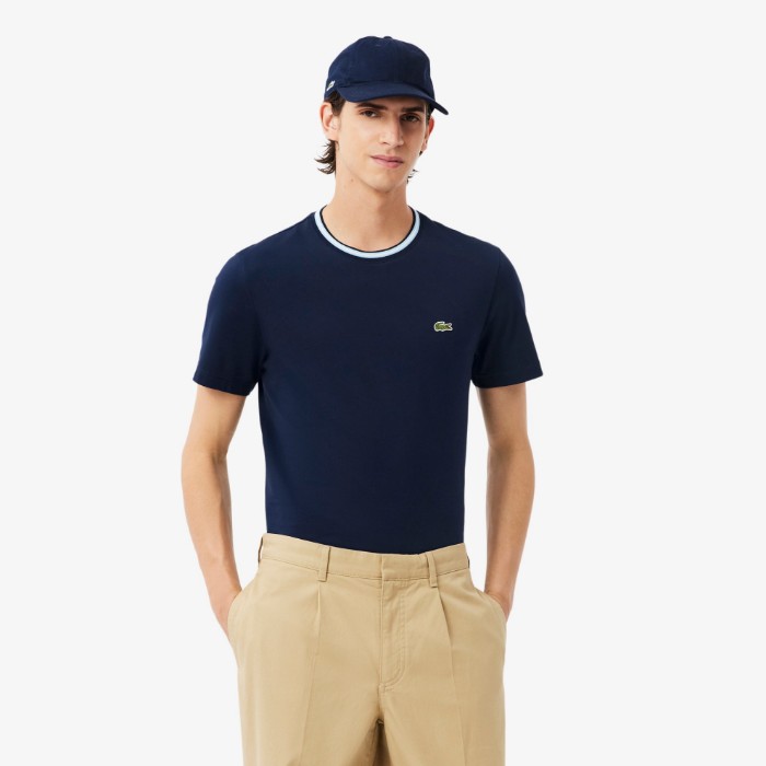 Εικόνα της Ανδρικό Ribbed Collar Cotton T-Shirt Regular Fit 