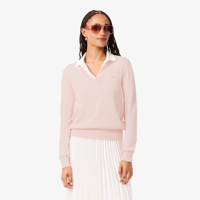 Εικόνα της Γυναικείο Seamless Knit V Neck  Πουλόβερ 