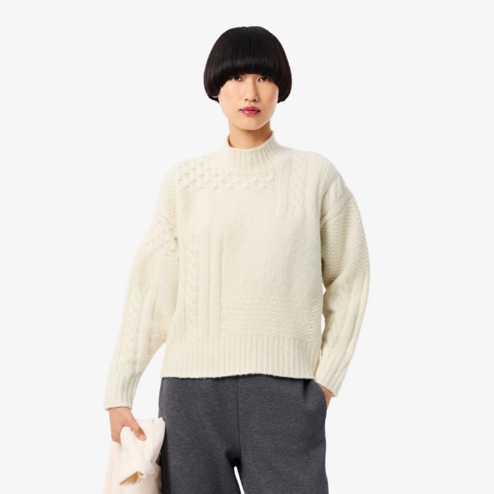Εικόνα της Γυναικείο Patchwork Effect High Neck Μάλλινο Πουλόβερ