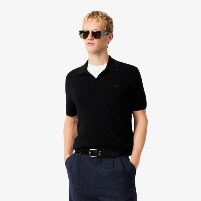 Εικόνα της Ανδρικό Cotton Blend Open Polo Collar Πουλόβερ 