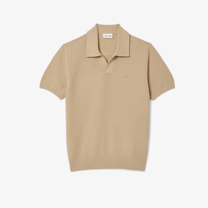 Εικόνα της Ανδρικό Cotton Blend Open Polo Collar Πουλόβερ 