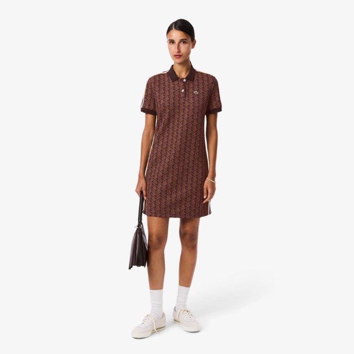 Εικόνα της Γυναικείο Monogram Jacquard Polo Φόρεμα Slim Fit 