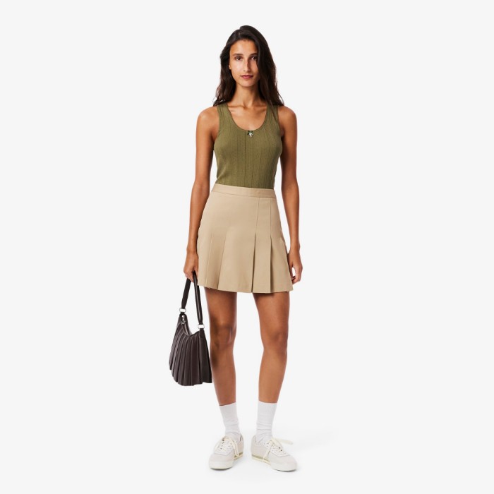 Εικόνα της Γυναικεία Κοντή Stretch Cotton Πλισέ Φούστα 