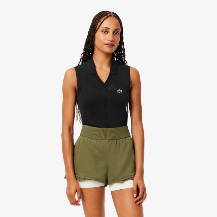 Εικόνα της Γυναικεία Αμάνικο Stretch Knit Tennis Polo Μπλούζα