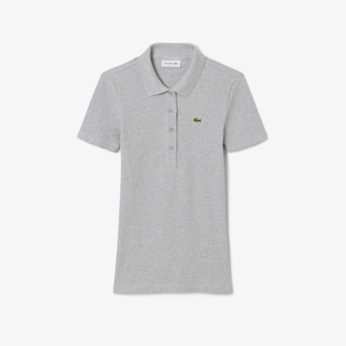 Εικόνα της Γυναικεία L.12.D Ribbed Cotton Polo Μπλούζα Slim Fit 