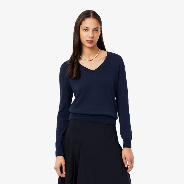 Εικόνα της Γυναικείο Seamless Knit V Neck Πουλόβερ 