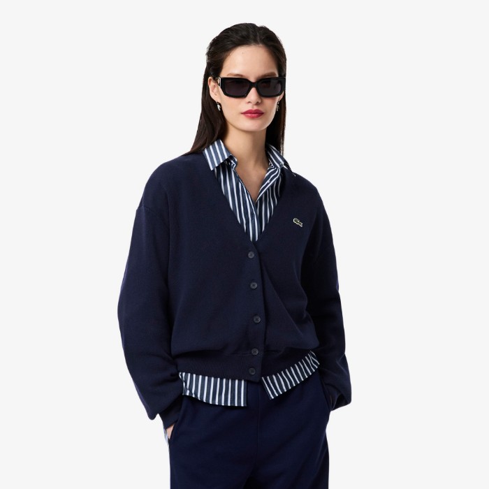 Εικόνα της Γυναικείο V-Neck Moss Stitch Cotton Cardigan