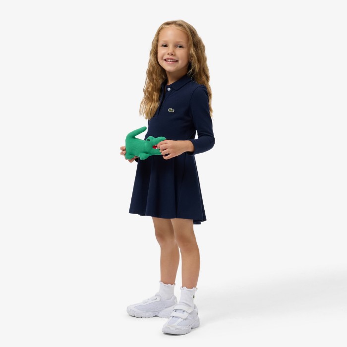 Εικόνα της Παιδικό Μακρυμάνικο Stretch Piqué Polo Φόρεμα 