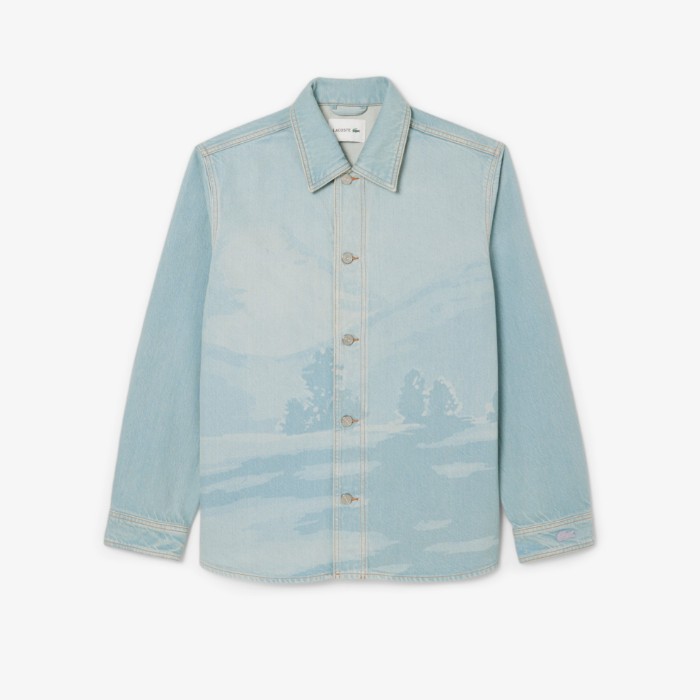 Εικόνα της Ανδρικό Landscape Motif Denim Overshirt