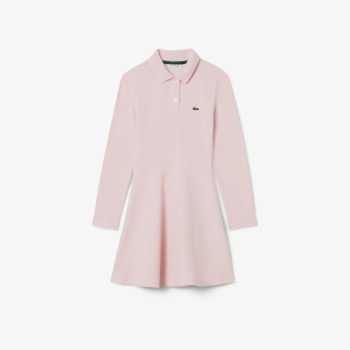 Εικόνα της Παιδικό Μακρυμάνικο Stretch Piqué Polo Φόρεμα 