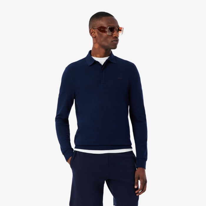 Εικόνα της Smart Paris Μακρυμάνικη Polo Μπλούζα Stretch Cotton Piqué