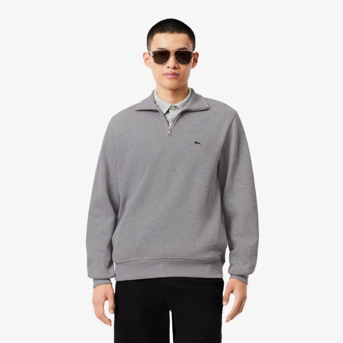 Εικόνα της Ανδρικό Zippered Stand-Up Collar Βαμβακερό Φούτερ