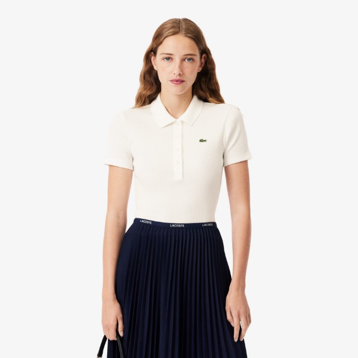 Εικόνα της Γυναικεία L.12.D Ribbed Cotton Polo Μπλούζα Slim Fit 