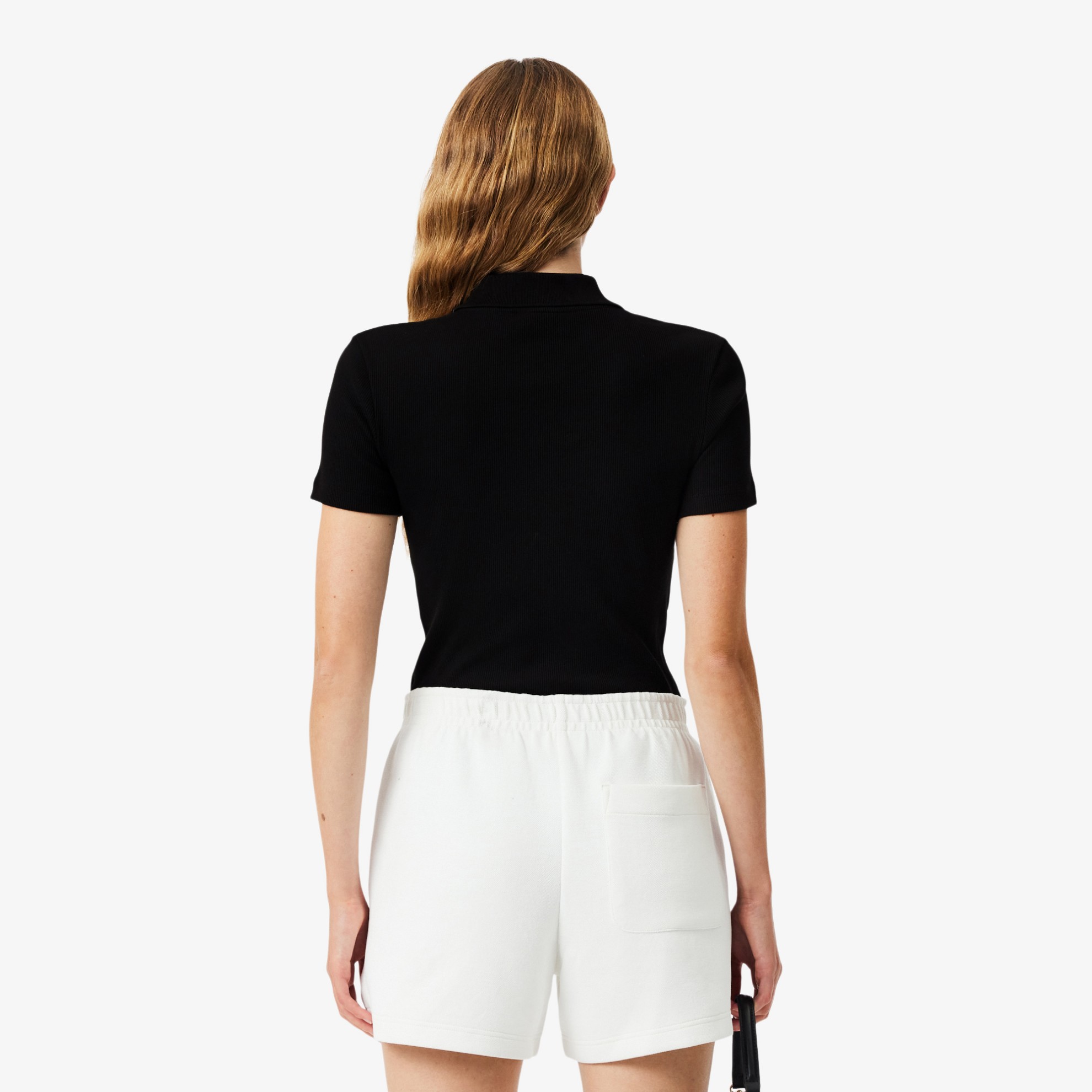 Εικόνα της Γυναικεία L.12.D Ribbed Cotton Polo Μπλούζα Slim Fit 