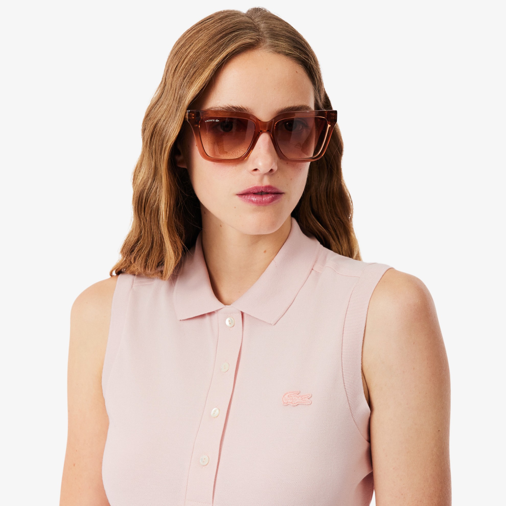 Εικόνα της Γυναικεία Αμάνικη Cotton Piqué Polo Μπλούζα Slim Fit