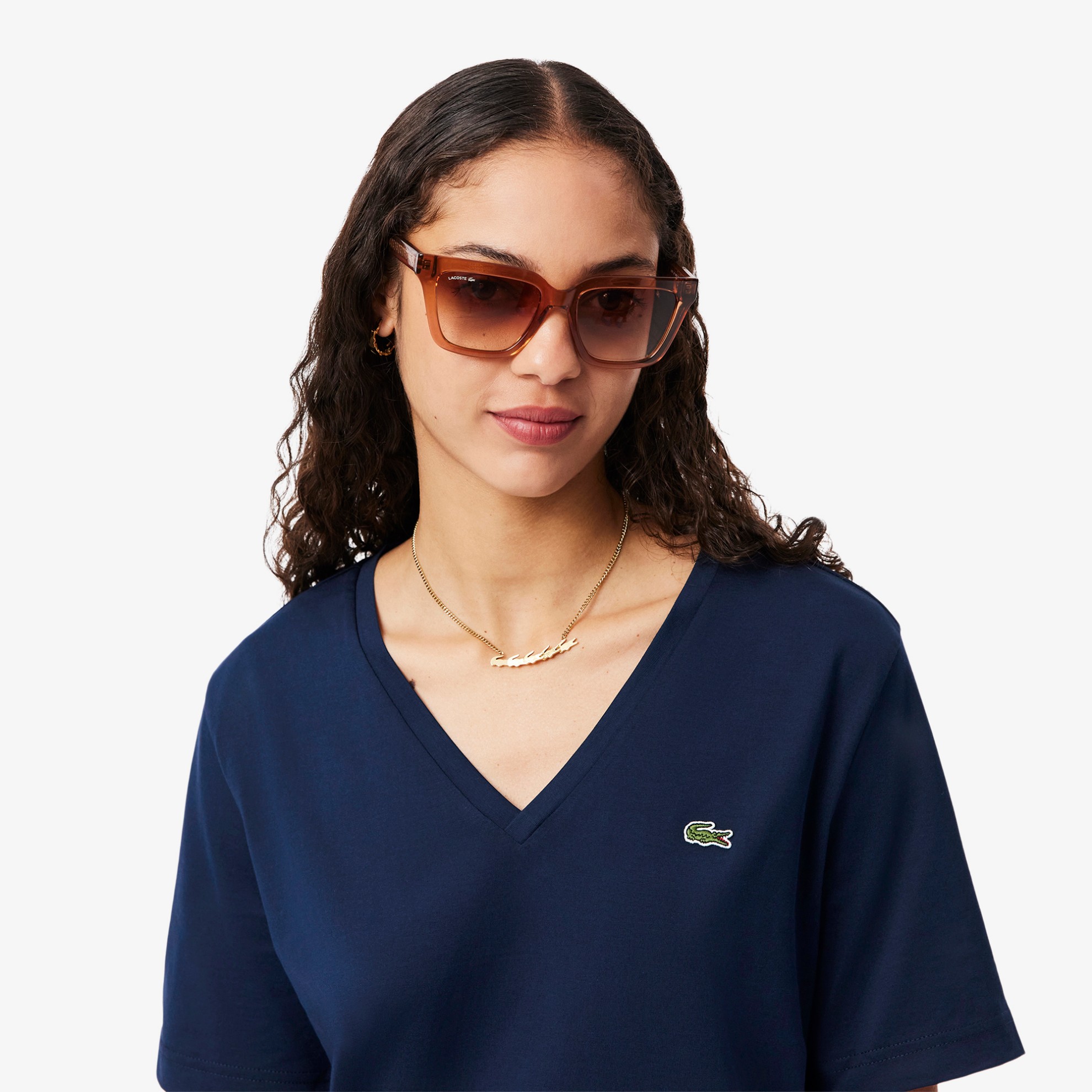 Εικόνα της Γυναικείο Soft Cotton Jersey V Neck T-shirt Relaxed Fit 