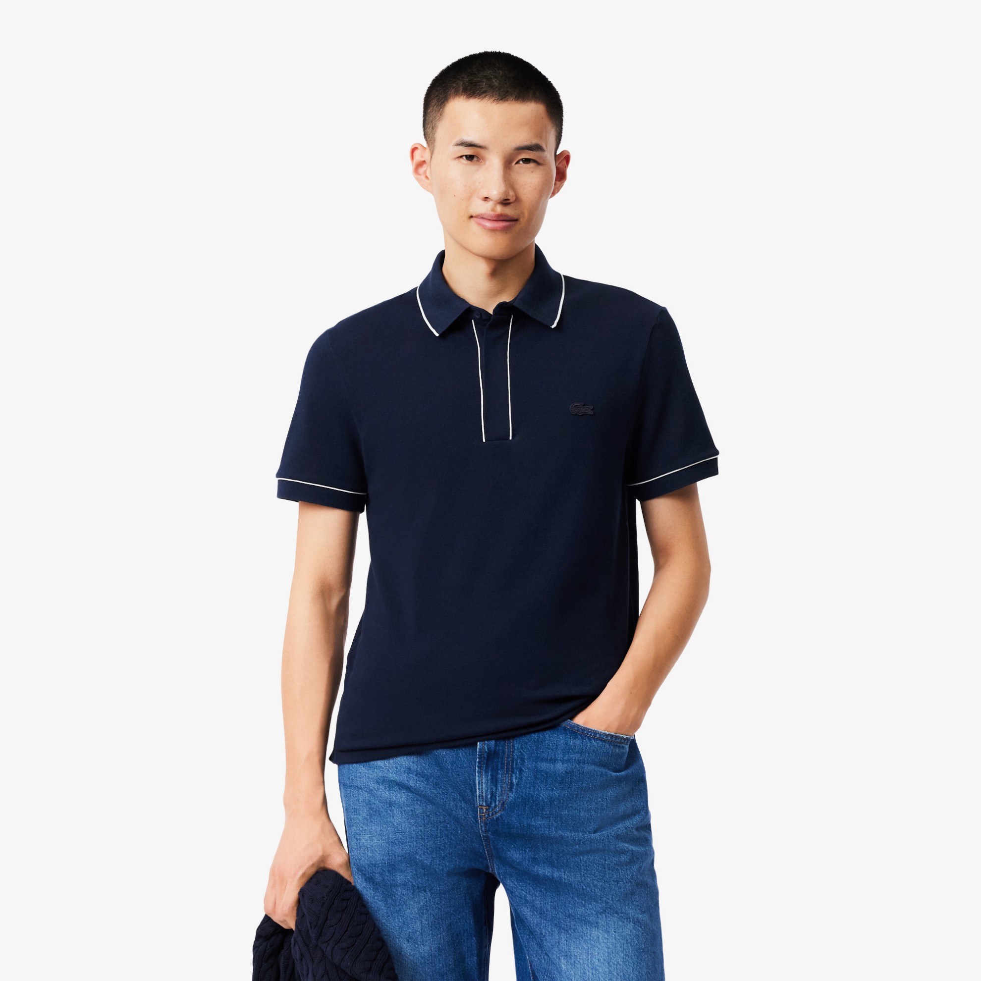 Εικόνα της Smart Paris Stretch Cotton Contrast Trim Polo Μπλούζα