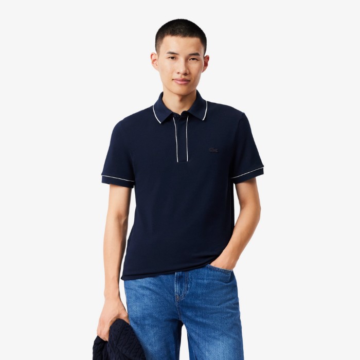 Εικόνα της Smart Paris Stretch Cotton Contrast Trim Polo Μπλούζα