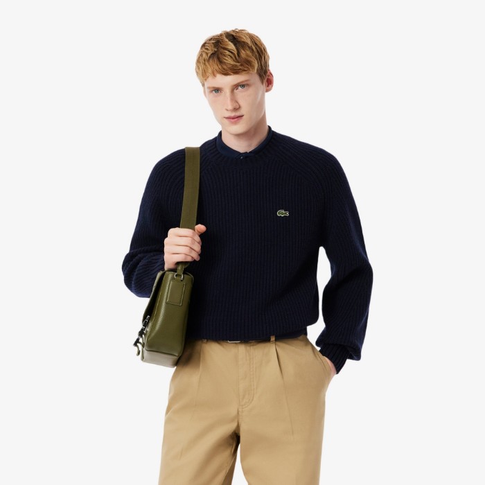 Εικόνα της Ανδρικό Thick Wool Crew Neck Πουλόβερ 