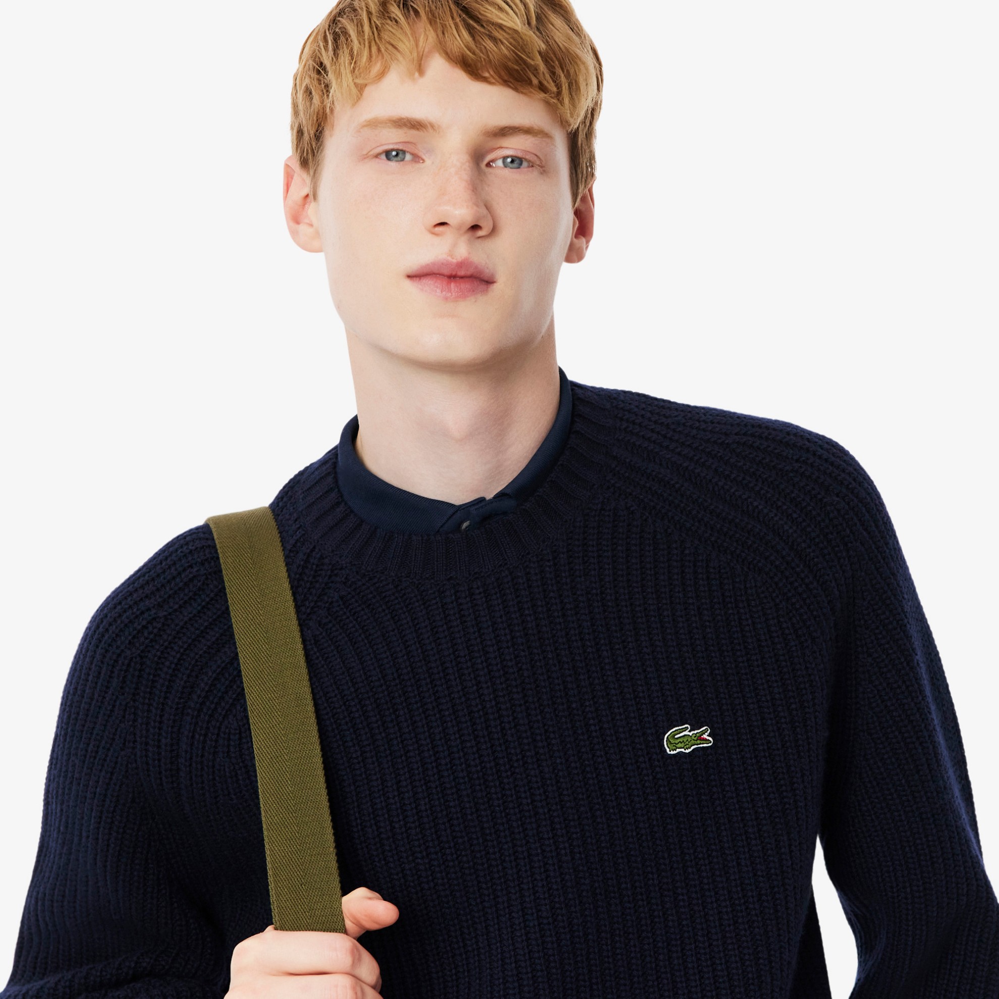 Εικόνα της Ανδρικό Thick Wool Crew Neck Πουλόβερ 