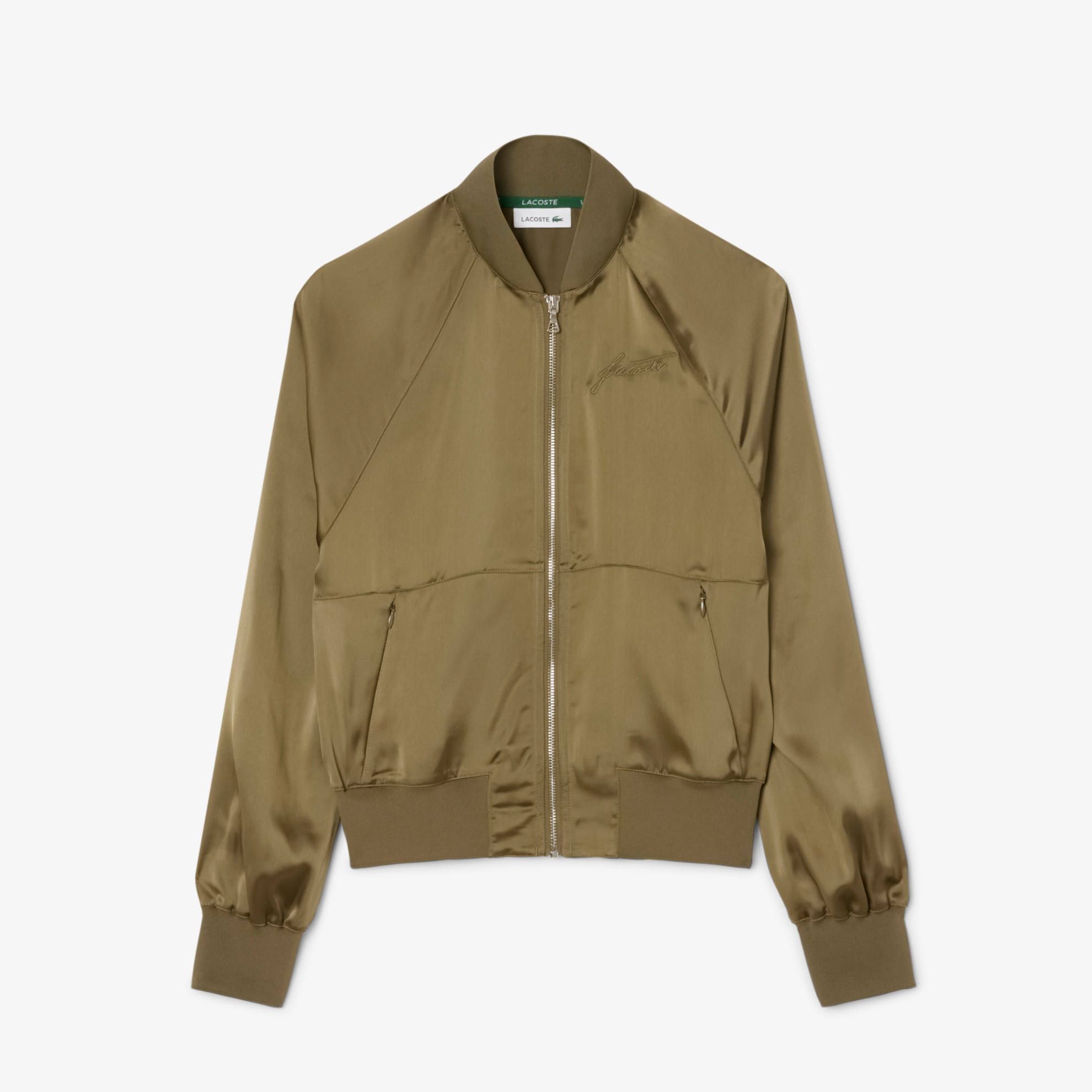 Εικόνα της Γυναικείο Oversized Embroidered Signature Σατέν Bomber Jacket