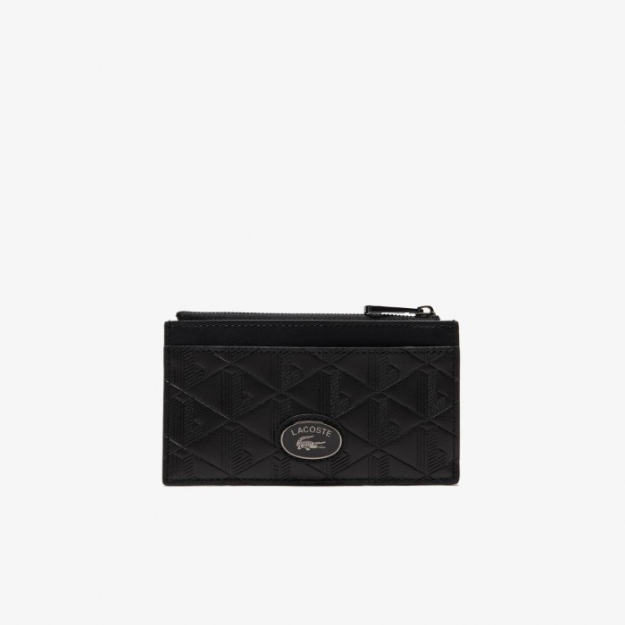 Εικόνα της Ανδρική Monogram Leather Zip Θήκη Καρτών